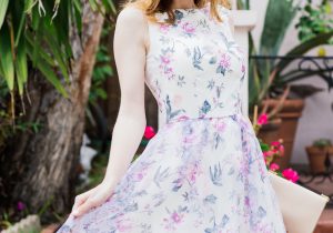 Miss USA 2011 Alyssa Campanella of The A List blog wears Chi Chi London floral dress for weddings