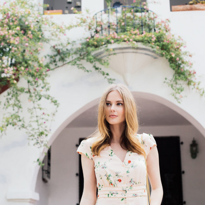 Miss USA 2011 Alyssa Campanella of The A List blog wears a Topshop floral tea dress