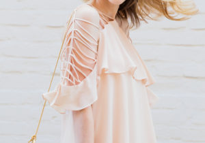 Miss USA 2011 Alyssa Campanella of The A List blog wearing Endless Rose Ruffle Multi Strap Mini Dress and Chloe Drew Crossbody bag