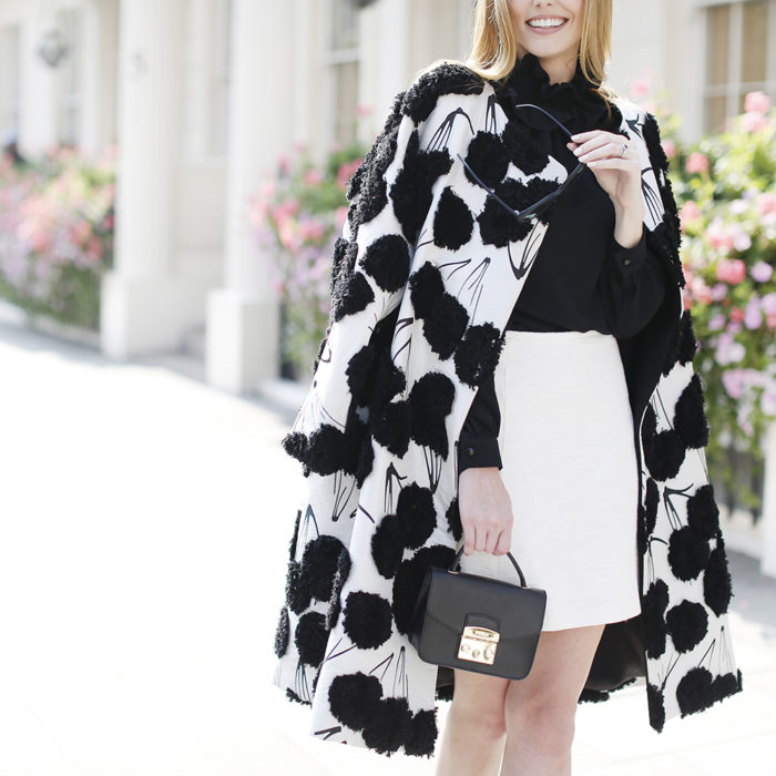 Miss USA 2011 Alyssa Campanella of The A List blog wearing Milly by Michelle Smith couture coat in London for LFW
