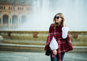 Miss USA 2011 Alyssa Campanella of The A List blog visits Seville, Spain wearing Kate Spade Chunky Plaid Cape