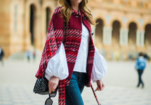 Miss USA 2011 Alyssa Campanella of The A List blog visits Seville, Spain wearing Kate Spade Chunky Plaid Cape