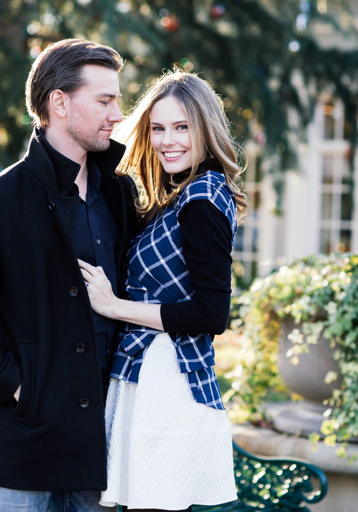 Miss USA 2011 of The A List blog wearing Stylekeepers plaid wrap top and Marc Fisher Shaylie heels