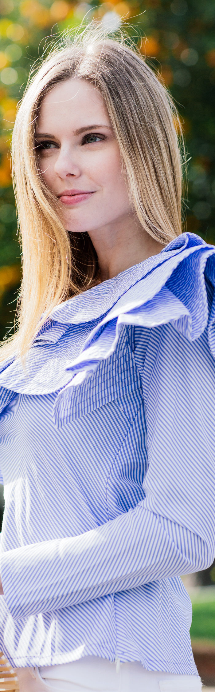 Miss USA 2011 Alyssa Campanella of The A List blog wearing Stylekeepers One Shoulder Ruffle Top and Cult Gaia Ark bag