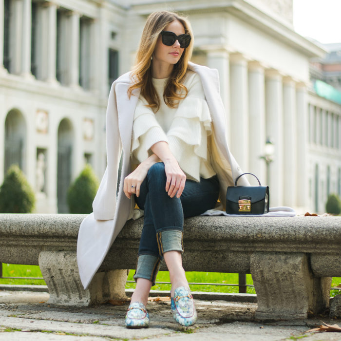 Miss USA 2011 Alyssa Campanella of The A List blog wearing Gucci Princetown shoes in Madrid, Spain