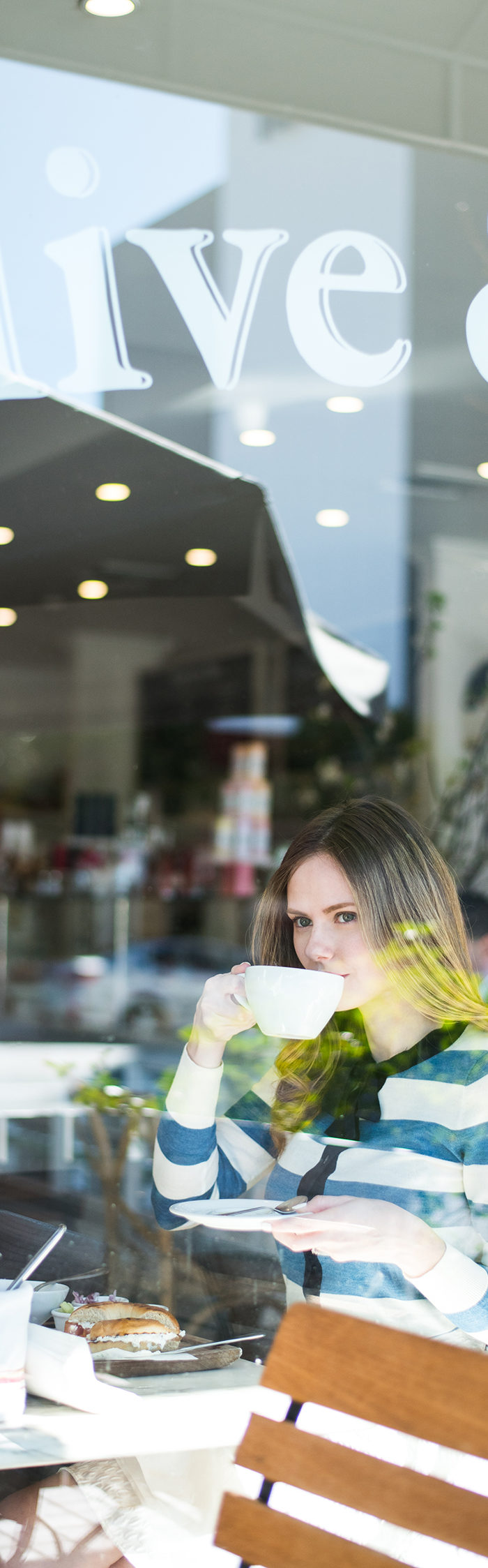 Miss USA 2011 Alyssa Campanella of The A List blog wearing J. Crew Jackie tie-neck cardigan at breakfast