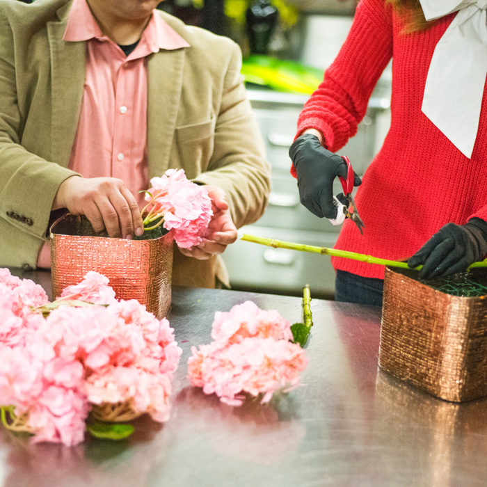Miss USA 2011 Alyssa Campanella of The A List blog learns to make a spring floral arrangement with Square Root Designs