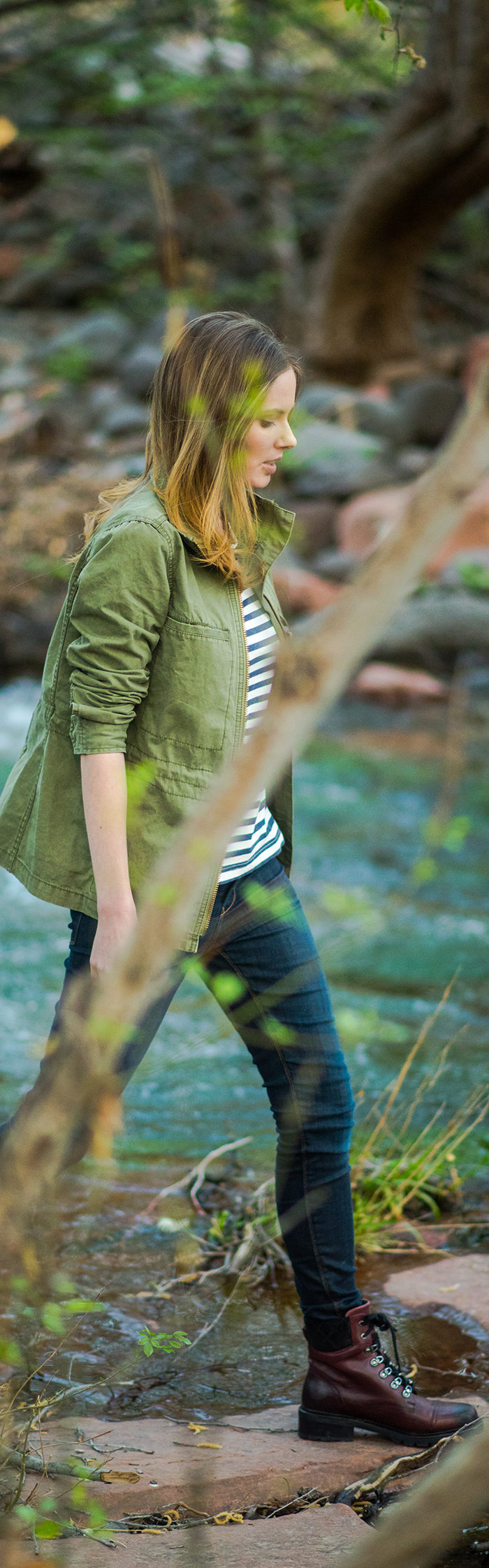 Miss USA 2011 Alyssa Campanella of The A List blog visits L'Auberge de Sedona in Sedona, Arizona wearing Madewell Fleet jacket and Frye Samantha Hiker boots