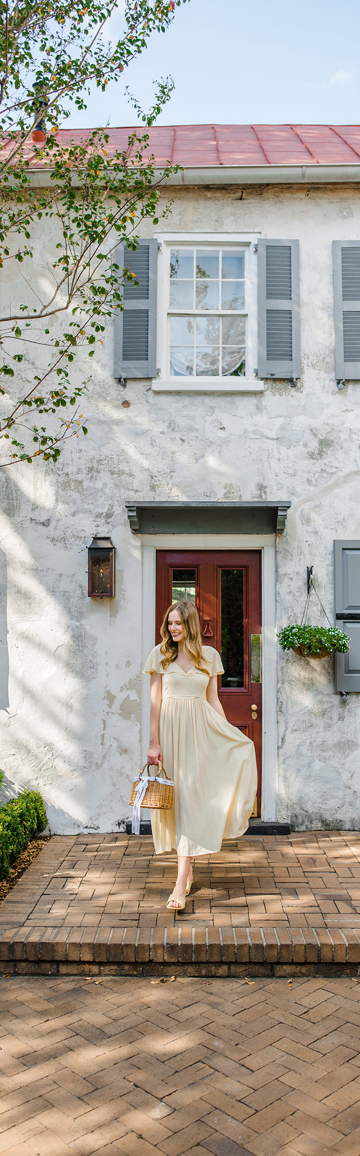 Alyssa Campanella of The A List blog visits Zero George in Charleston wearing Christy Dawn Monarch dress