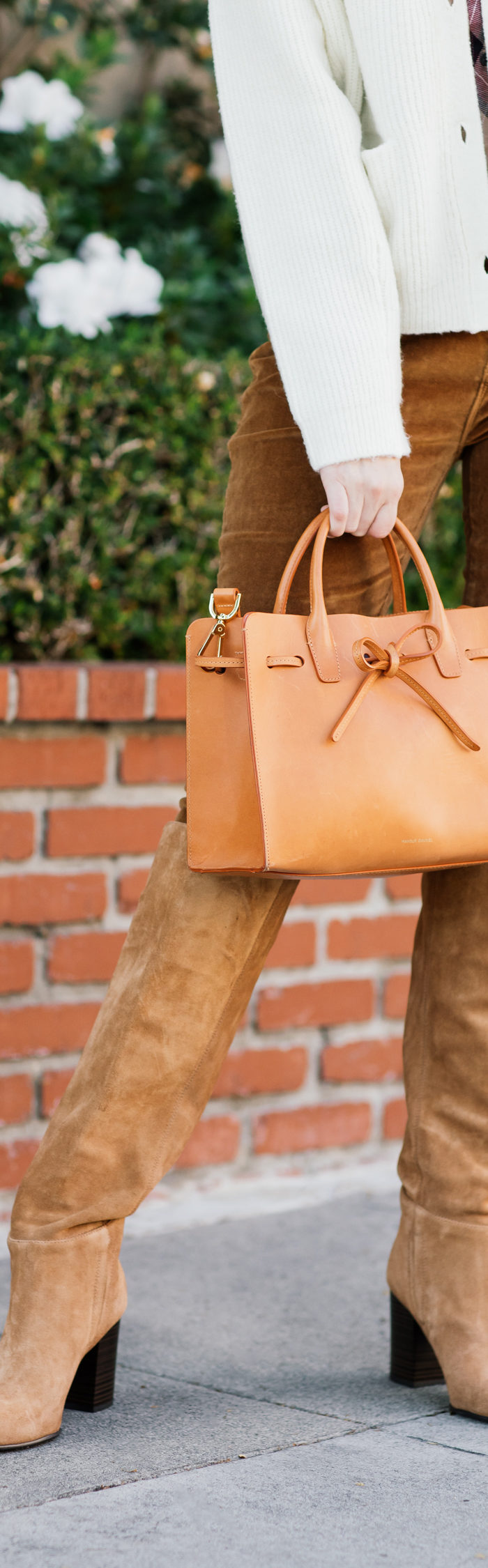 Alyssa Campanella of The A List blog wears Frame velvet jeans and Leith cardigan for the perfect fall outfit