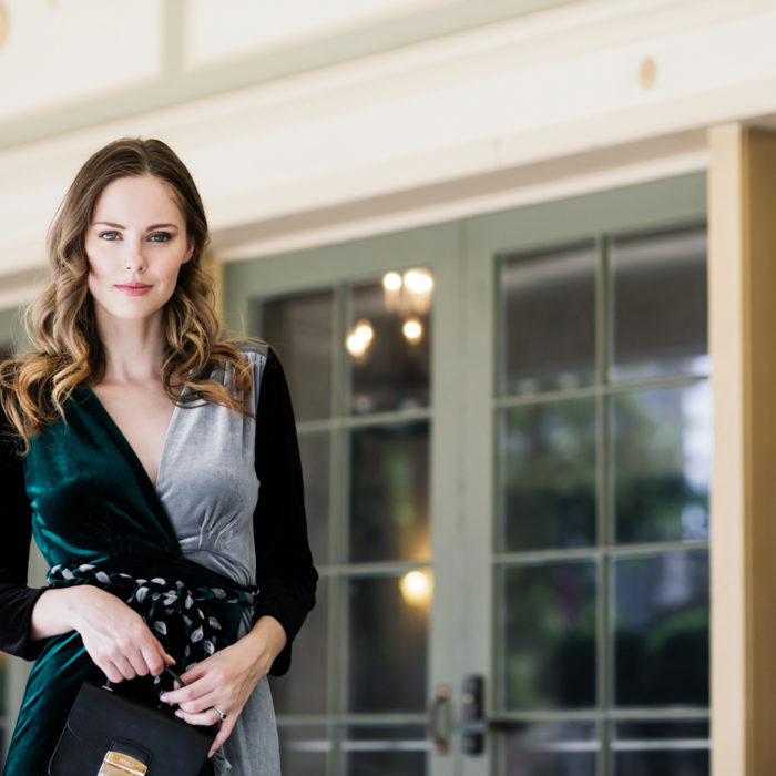 Alyssa Campanella of The A List blog wears Misa Los Angeles Paloma velvet dress for date night