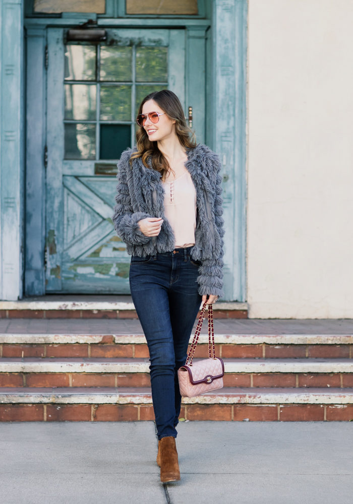 Alyssa Campanella of The A List blog shares her favorite faux fur pieces for winter in Greylin Cordella coat