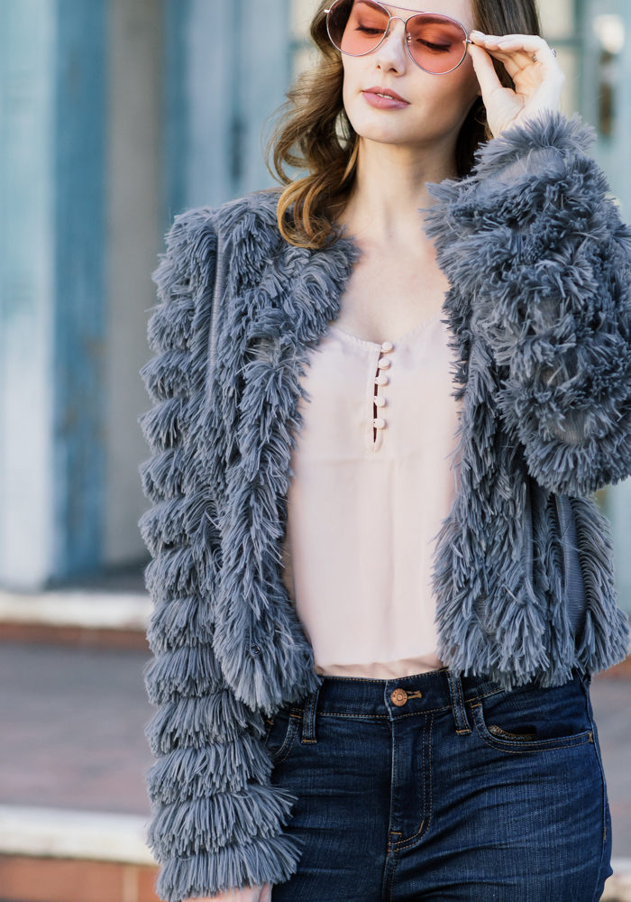 Alyssa Campanella of The A List blog shares her favorite faux fur pieces for winter in Greylin Cordella coat