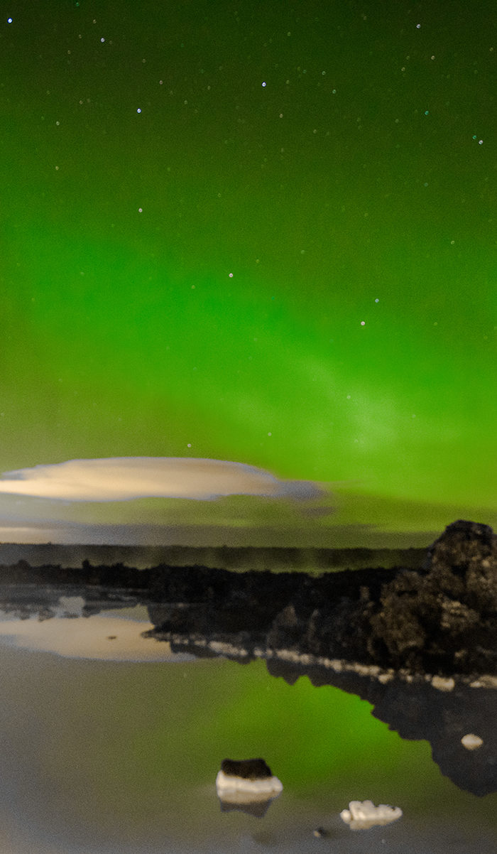 Alyssa Campanella of The A List blog views the Northern Lights at Silica Hotel at the Blue Lagoon in Iceland