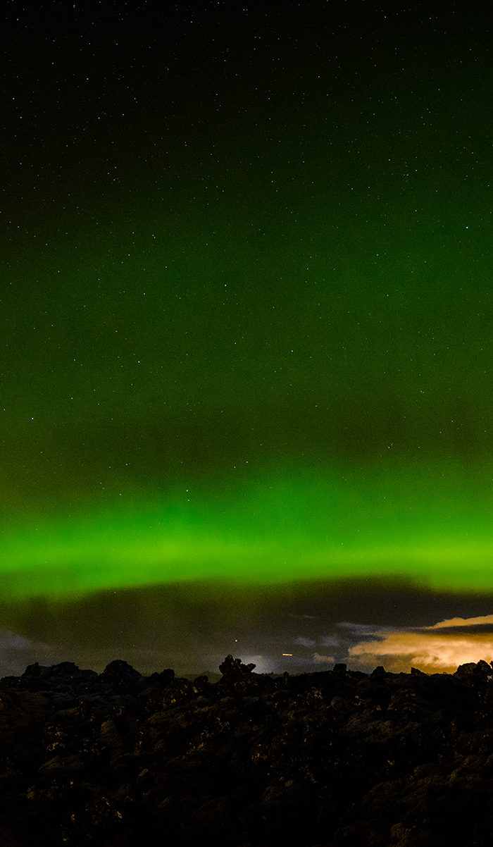 Alyssa Campanella of The A List blog views the Northern Lights at Silica Hotel at the Blue Lagoon in Iceland