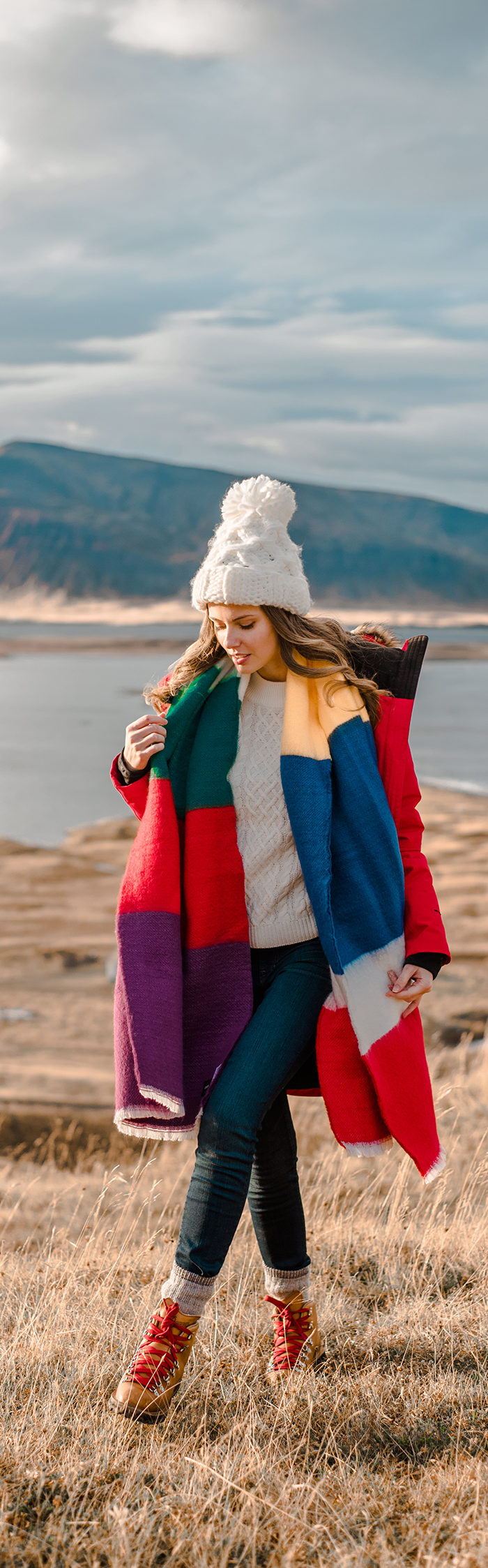 Alyssa Campanella of The A List on a road trip to Siglufjörður, Iceland wearing The North Face Outer Borough Parka and Danner Cascade boots