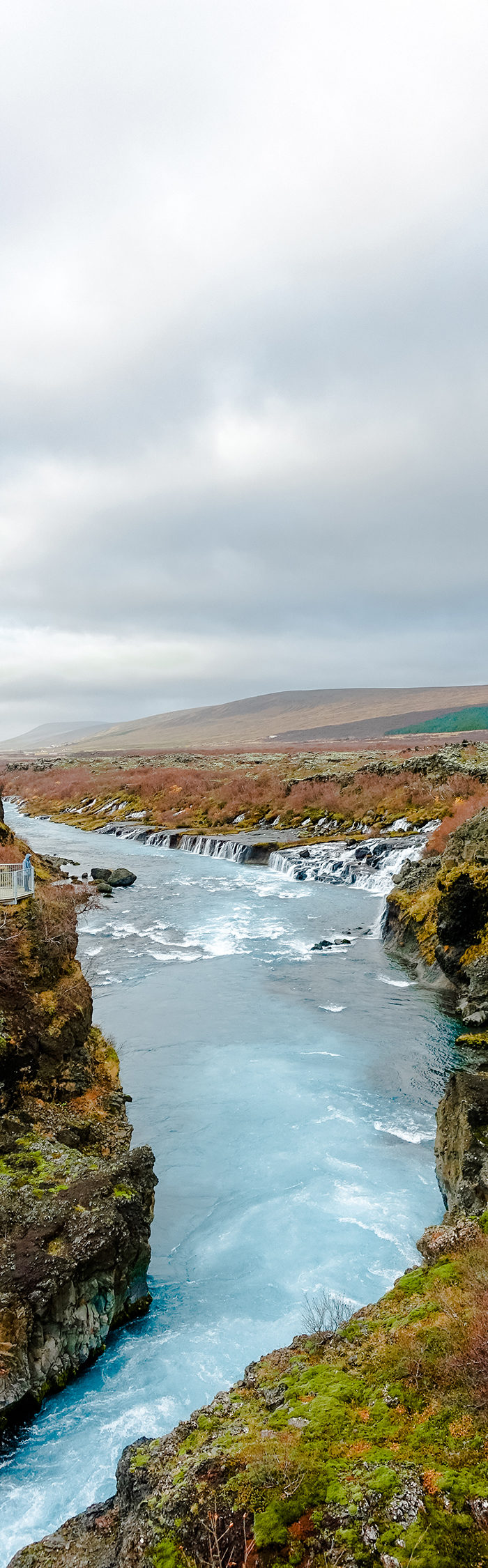 Alyssa Campanella of The A List visits Hraunfossar in West Iceland