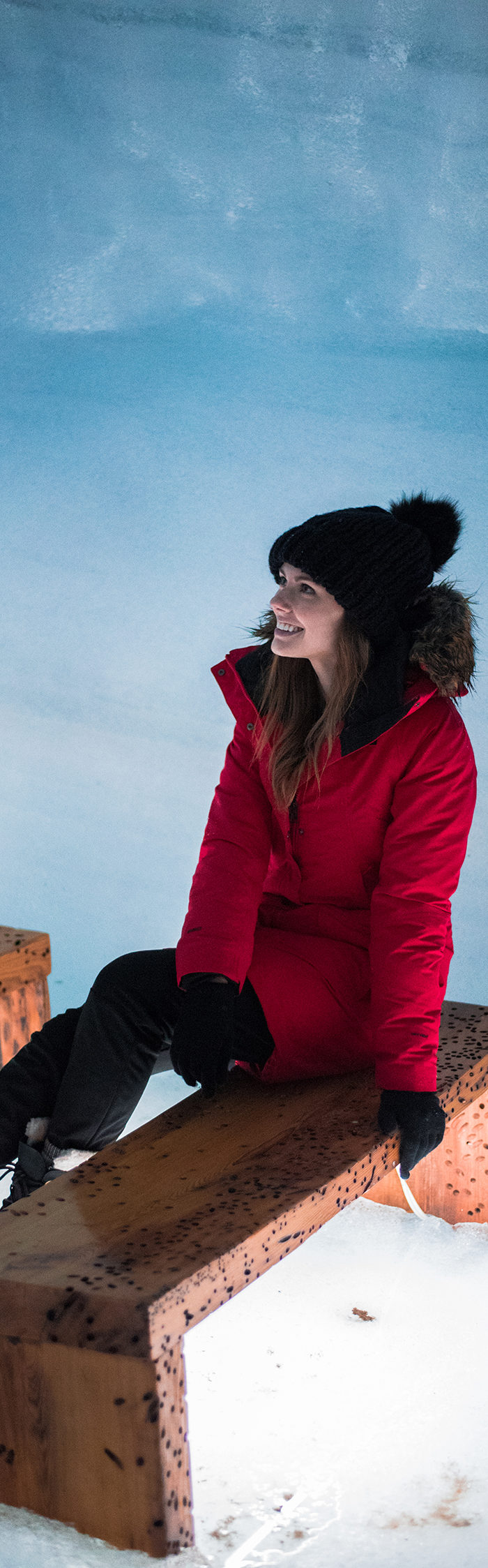 Alyssa Campanella of The A List visits Langjokull with Into The Glacier in West Iceland wearing The North Face Outer Boroughs coat
