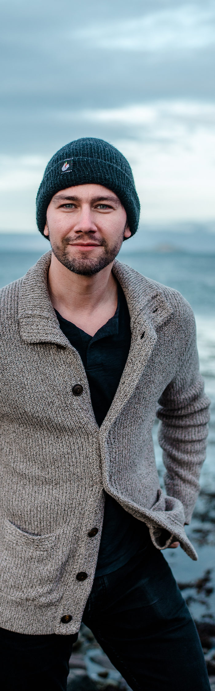 Torrance Coombs visits Isafjordur in Westfjords, Iceland wearing Gloverall monty duffle coat