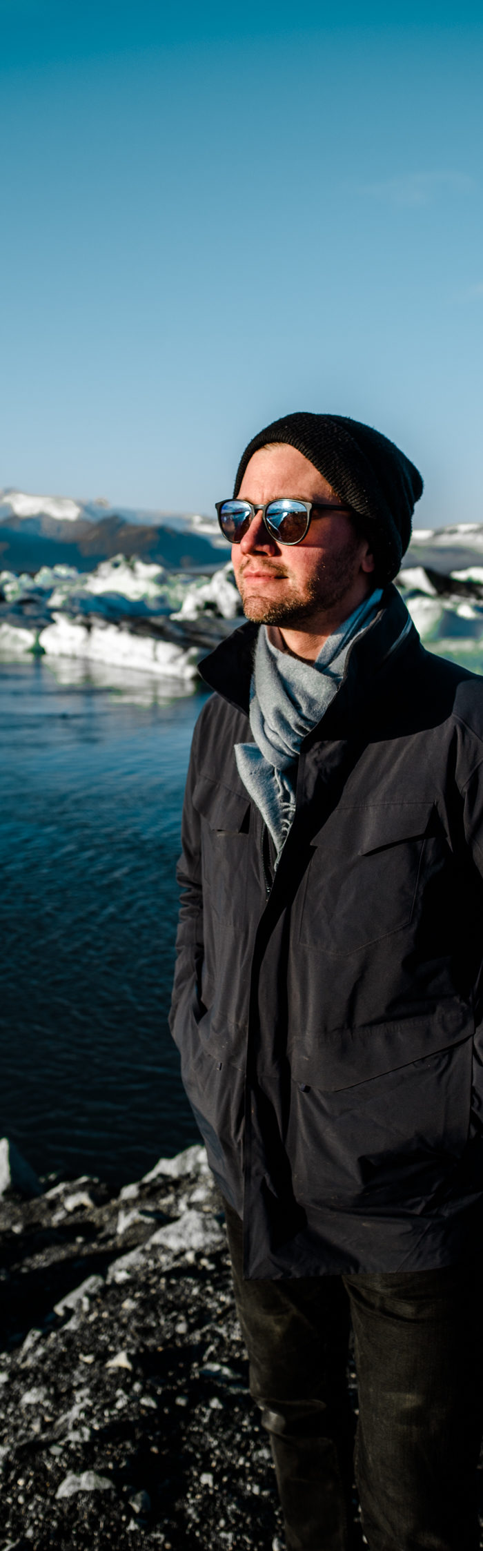 Torrance Coombs and wife Alyssa Campanella of The A List blog visit Jokulsarlon on a road trip from Akureyri to Vik, Iceland