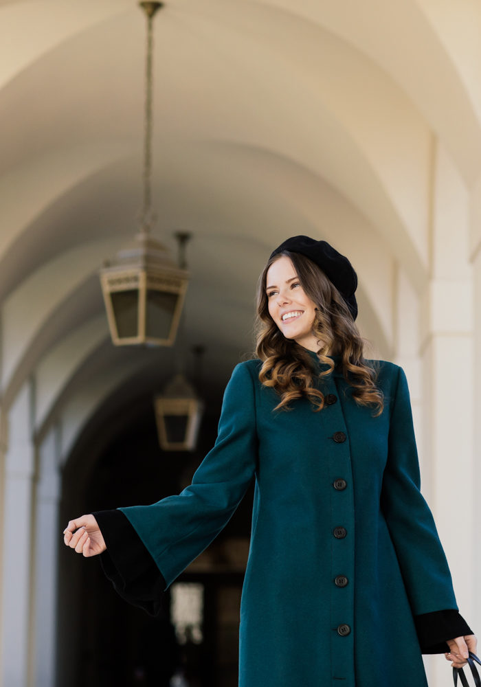 Alyssa Campanella of The A List blog channels her inner duchess wearing Frilly Audrey Coat