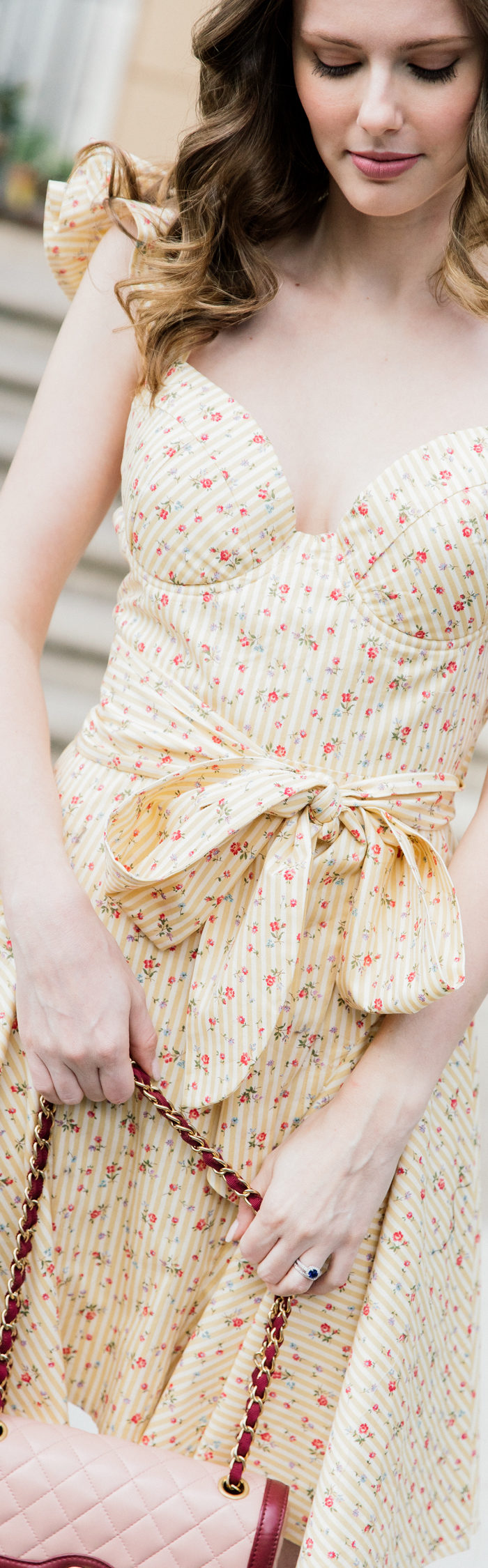 Alyssa Campanella of The A List blog shares her favorite floral dresses wearing Petersyn Cate dress
