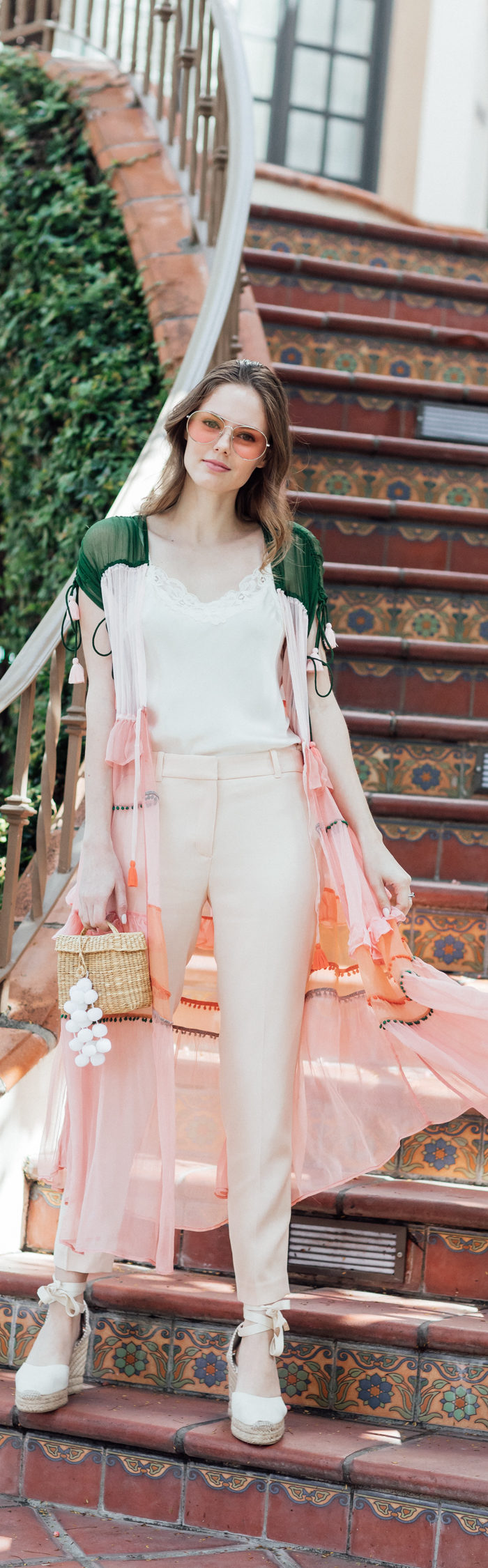 Alyssa Campanella of The A List blog shares style ideas for festival season wearing New Friends Colony Capri Kimono and Nannacay Roge bag