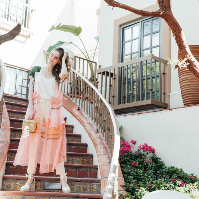 Alyssa Campanella of The A List blog shares style ideas for festival season wearing New Friends Colony Capri Kimono and Nannacay Roge bag