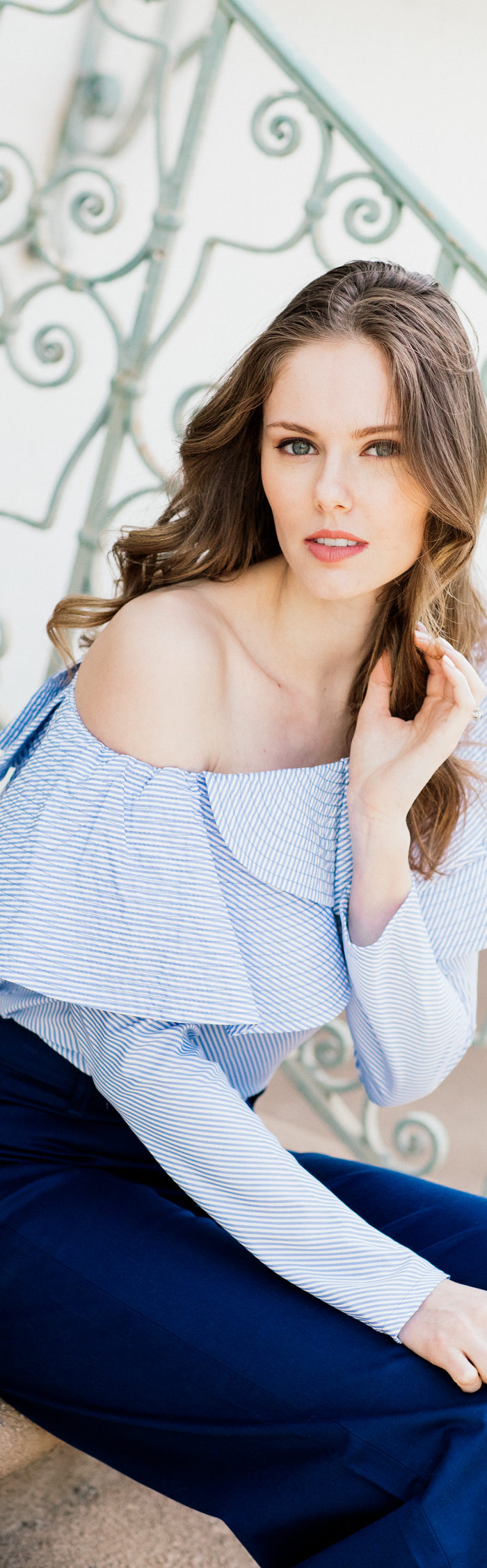 Alyssa Campanella of The A List blog shares white accessories for spring in Staud Novak pants and Mansur Gavriel white circle bag