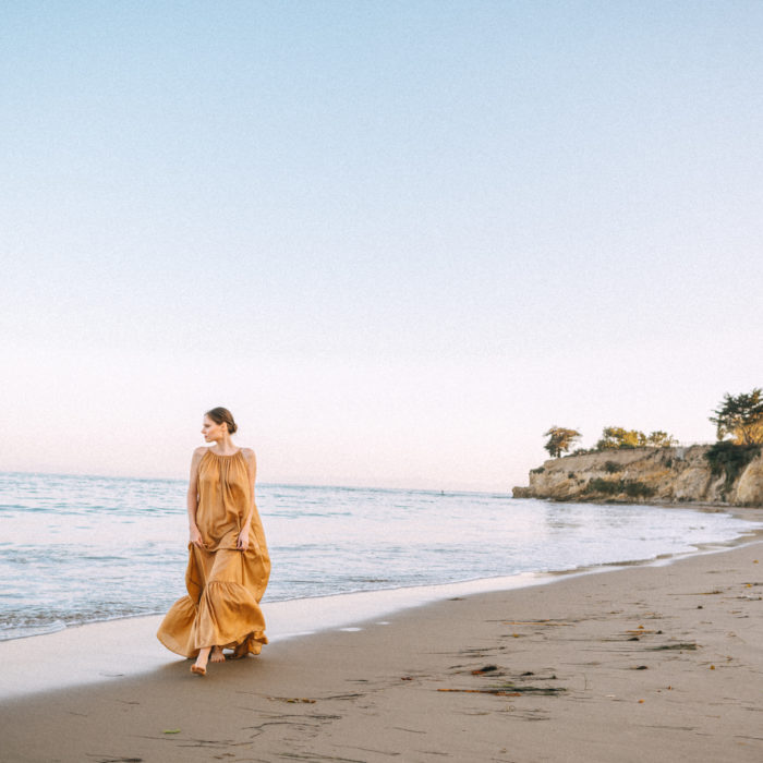 Alyssa Campanella of The A List blog visits Hotel Californian in Santa Barbara with Torrance Coombs wearing Kalita Brigitte dress and Cult Gaia Angelou bag for an anniversary trip.
