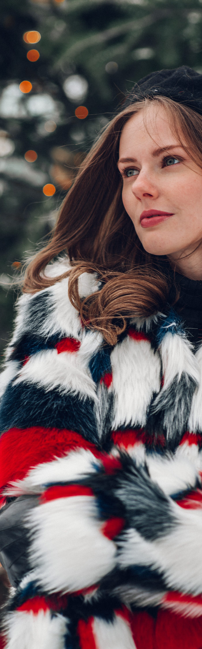 Alyssa Campanella of The A List blog visits Tremblant in Québec wearing Urbancode London Foudica faux fur coat