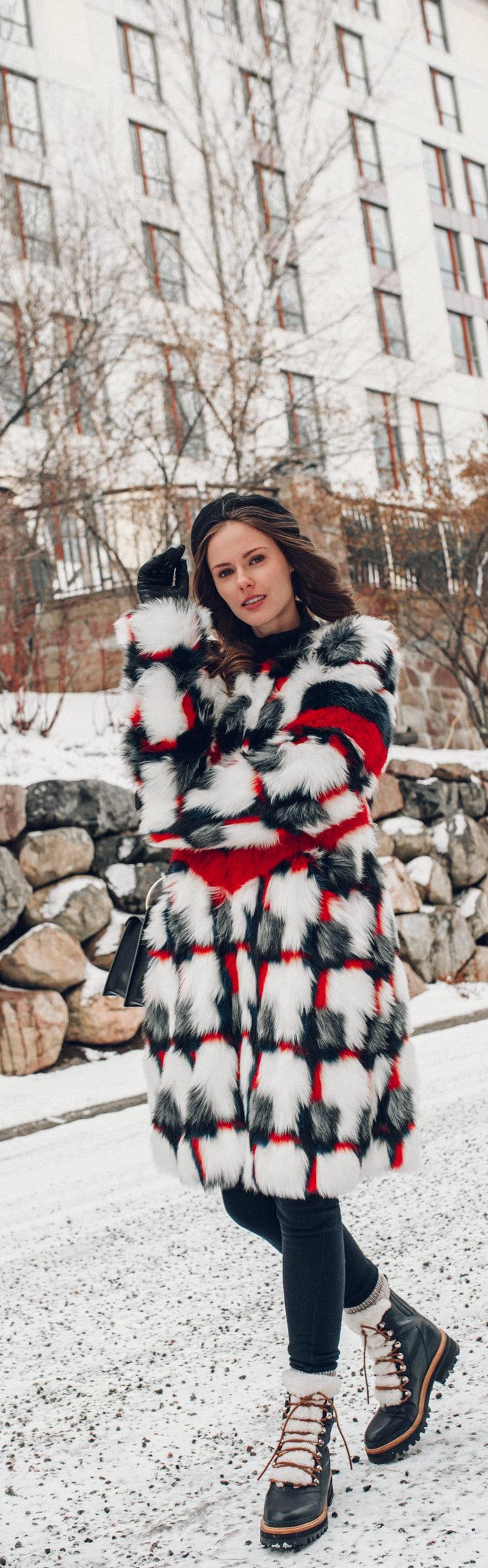 Alyssa Campanella of The A List blog shares glamorous faux fur coats wearing Urbancode London faux fur coat