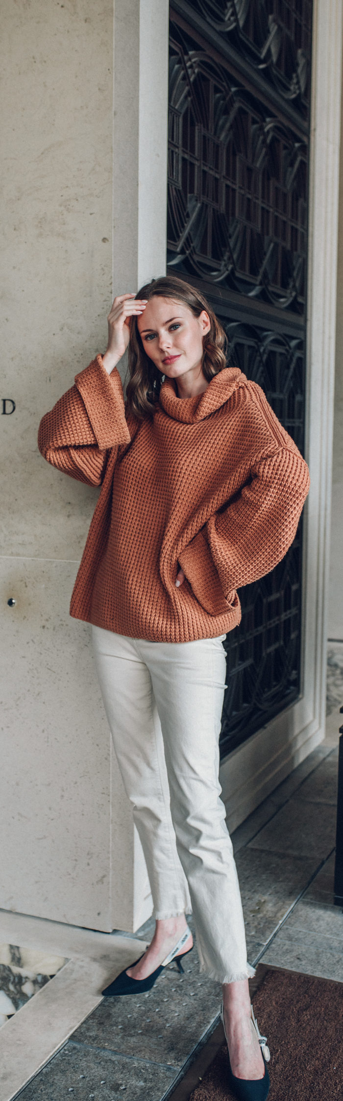 Miss USA 2011 Alyssa Campanella of The A List blog visits Rosewood Hong Kong residences in Tsim Sha Tsui wearing Free People oversized sweater, Paige Hoxton jeans, and Dior slingback heels