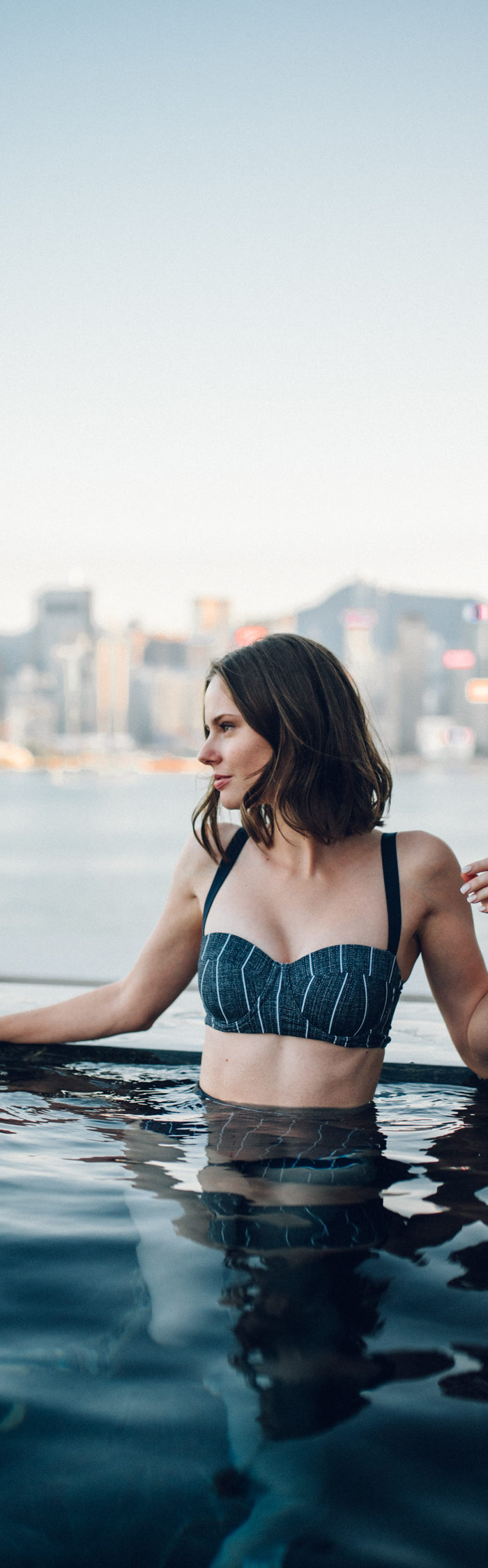 Miss USA 2011 Alyssa Campanella of The A List blog visits Rosewood Hong Kong residences in Tsim Sha Tsui at Holt's Cafe wearing Revel Rey swimwear