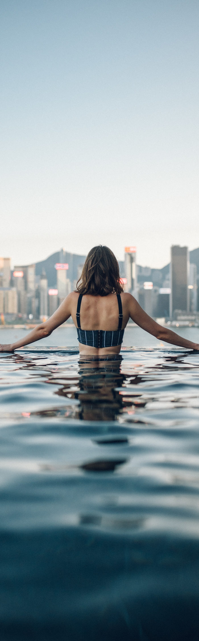 Miss USA 2011 Alyssa Campanella of The A List blog visits Rosewood Hong Kong residences in Tsim Sha Tsui at Holt's Cafe wearing Revel Rey swimwear