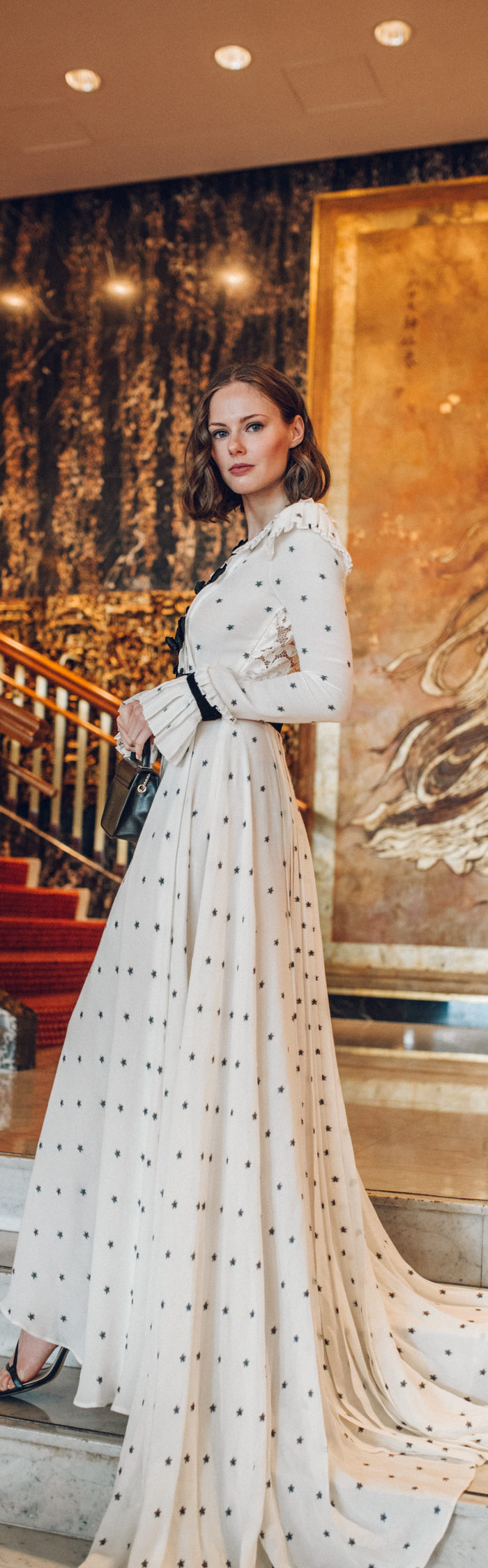 Miss USA 2011 Alyssa Campanella of The A List blog visits Mandarin Oriental Hong Kong wearing Philosophy di Lorenzo gown