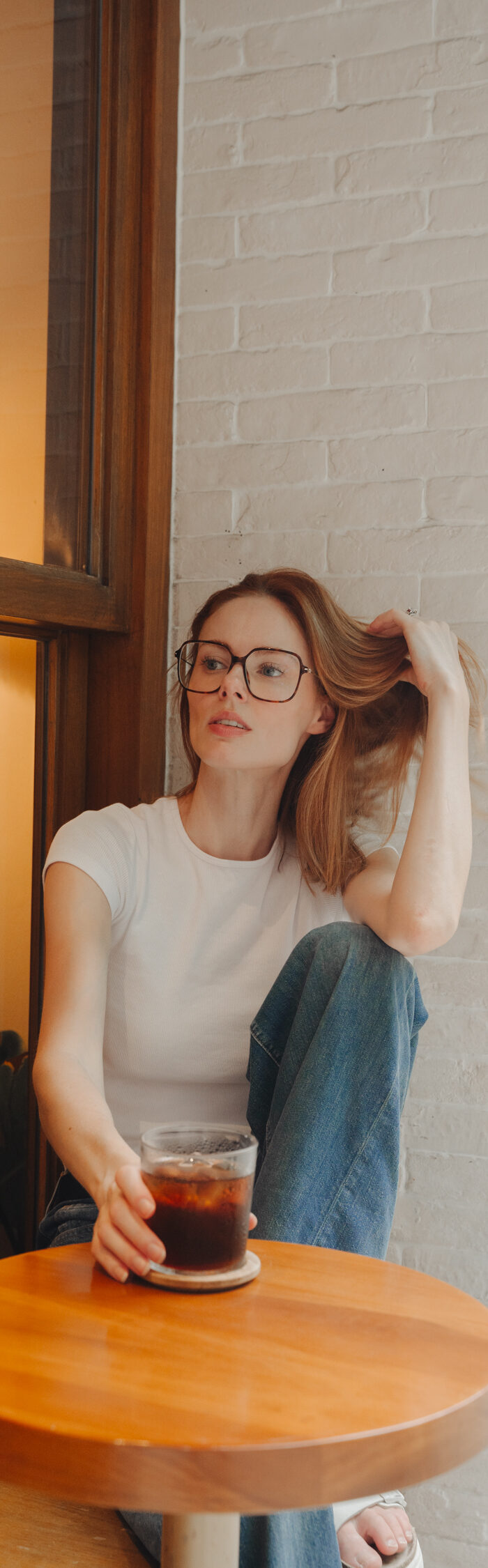 Miss USA 2011 Alyssa Campanella of The A List blog wears the perfect white tee from Cotton:On, Veronica Beard Taylor jeans, and Gucci GG1271o-002 glasses.