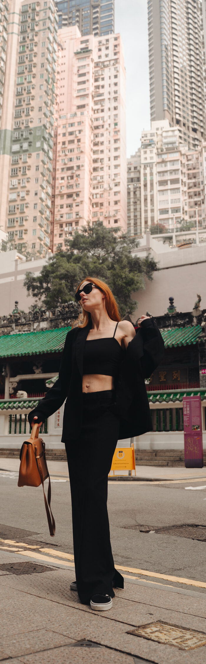 Miss USA 2011 Alyssa Campanella of The A List blog wears Lafayette 148 NY, The Frankie Shop, Susana Monaco, and Polene Paris in Hong Kong