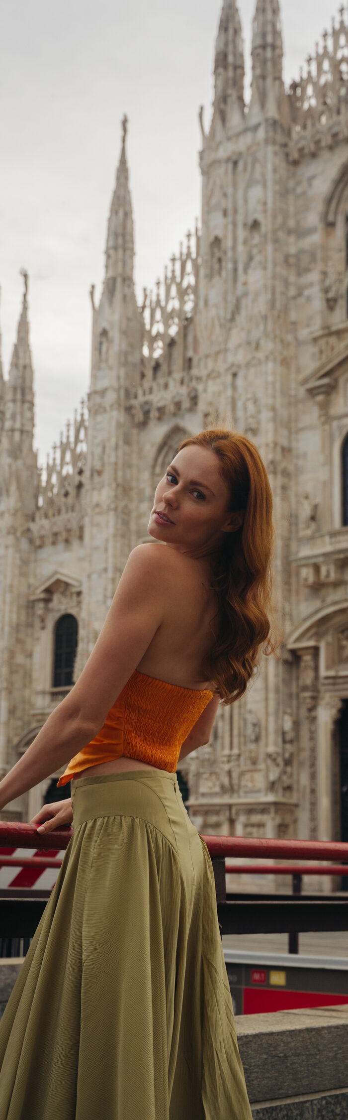 Miss USA 2011 Alyssa Campanella of The A List shares the best time to take pics at the Duomo di Milano in Milan wearing Faithfull, Tove, and Castaner