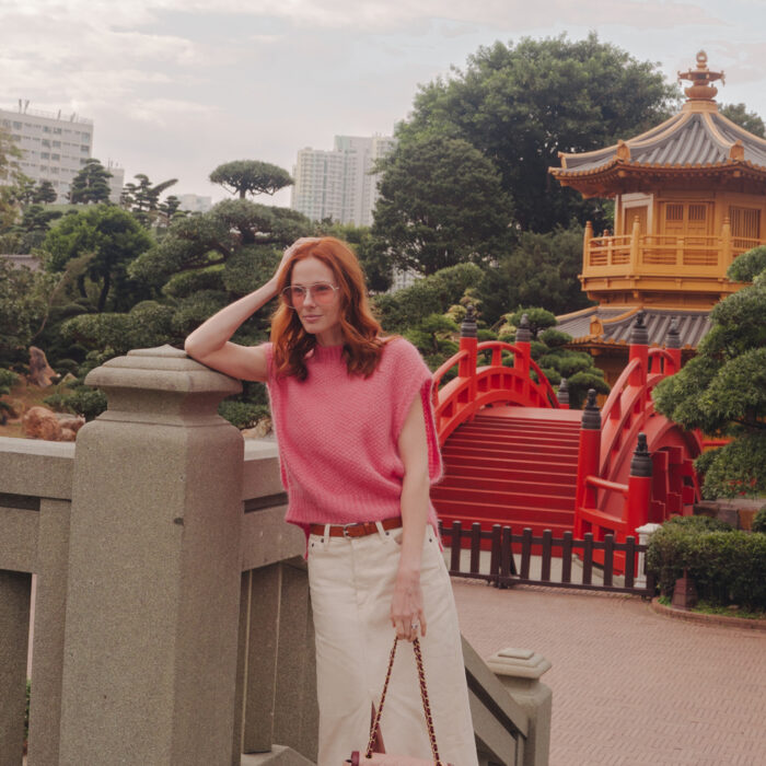Miss USA 2011 Alyssa Campanella of The A List blog shares Lunar New Year Outfit ideas wearing Louise Misha, Still Here, Chanel, Veja, and Gentle Monster at Nan Lian Gardens, Hong Kong