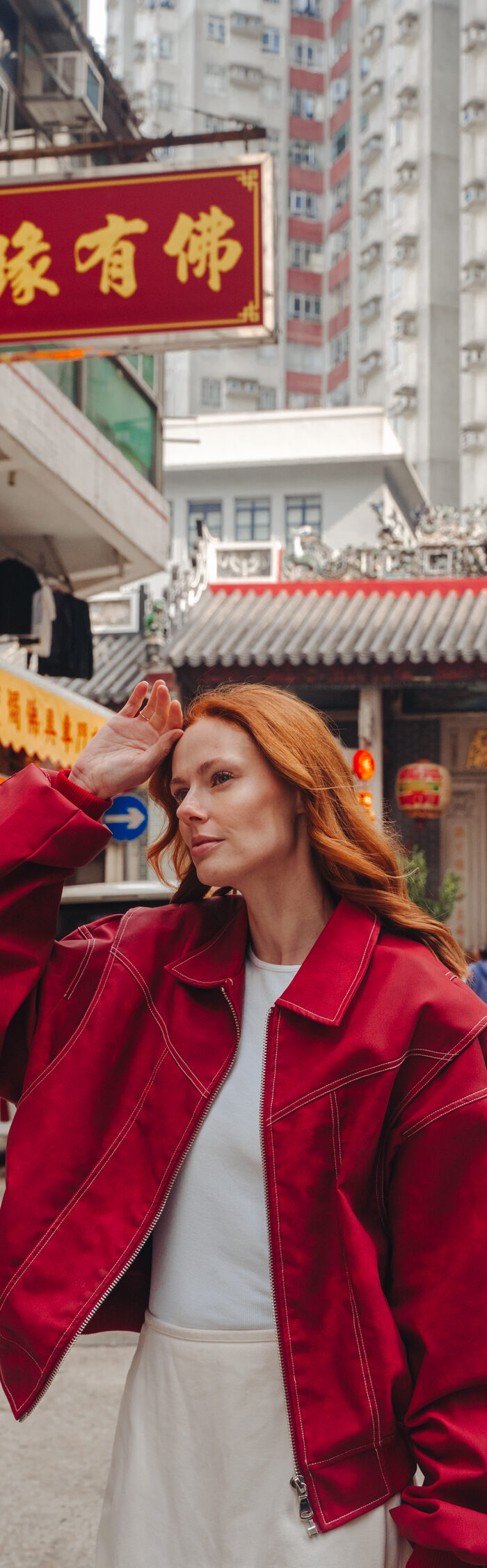 Miss USA 2011 Alyssa Campanella of The A List blog celebrates Lunar New Year in Hong Kong wearing Lioness, Marques'Almeida, Polene, and Veja.