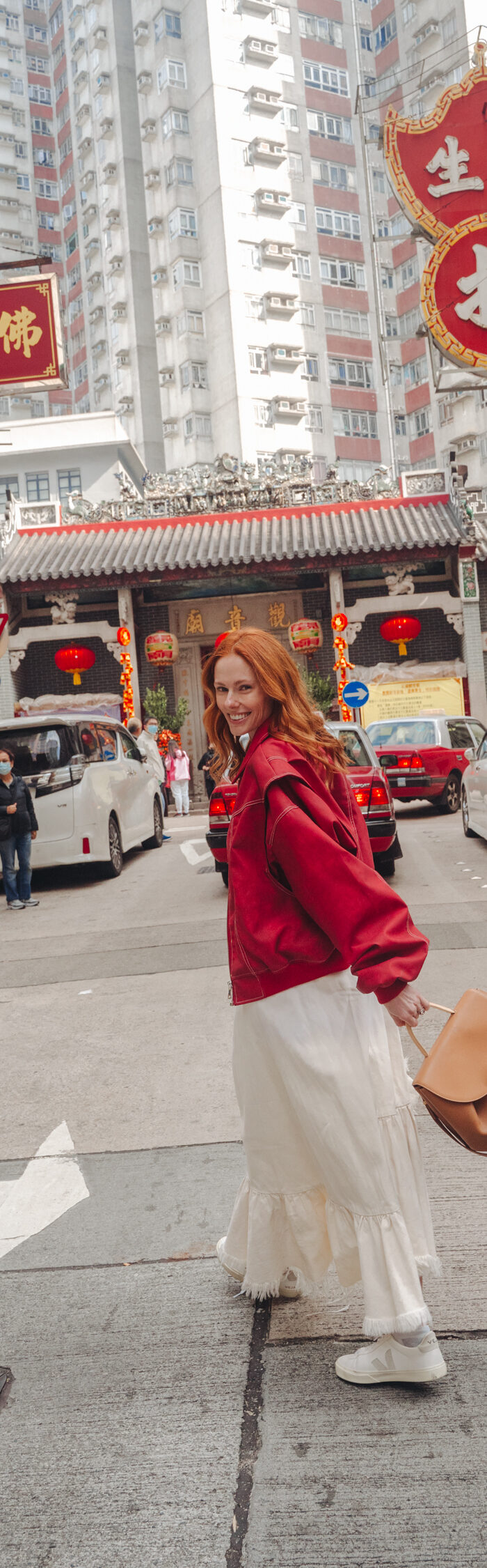 Miss USA 2011 Alyssa Campanella of The A List blog celebrates Lunar New Year in Hong Kong wearing Lioness, Marques'Almeida, Polene, and Veja.