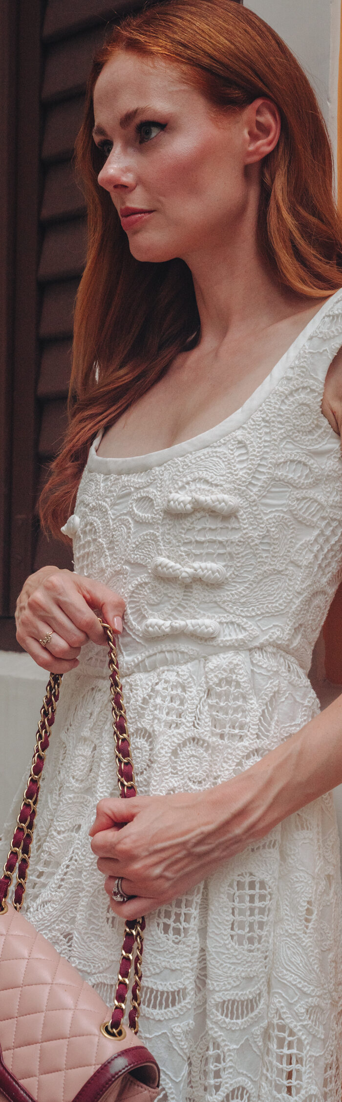 Miss USA 20111 Alyssa Campanella of the A List blog visits St. Lazarus Quarter in Macau wearing San Lee.