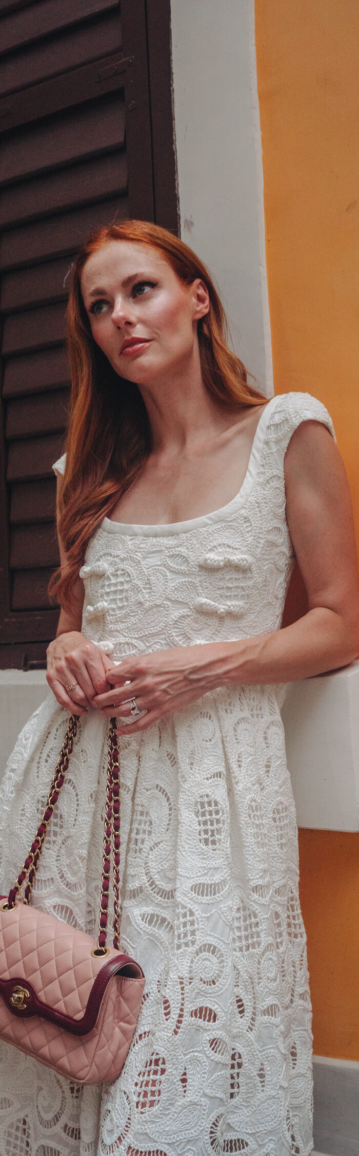 Miss USA 20111 Alyssa Campanella of the A List blog visits St. Lazarus Quarter in Macau wearing San Lee.